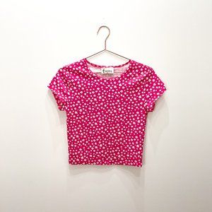 PINK VINTAGE CROP TOP WITH FLOWERS SIZE MEDIUM